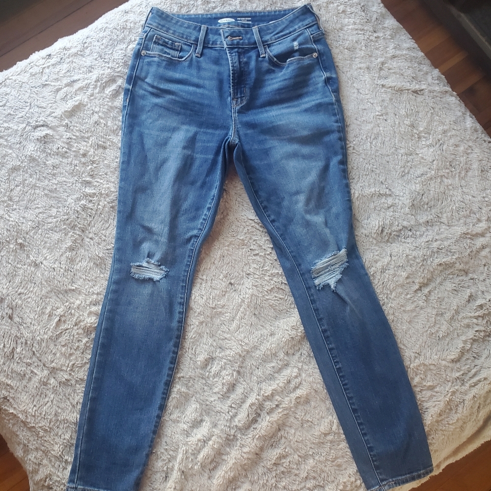 Old Navy Medium Blue Distressed Skinny Jeans